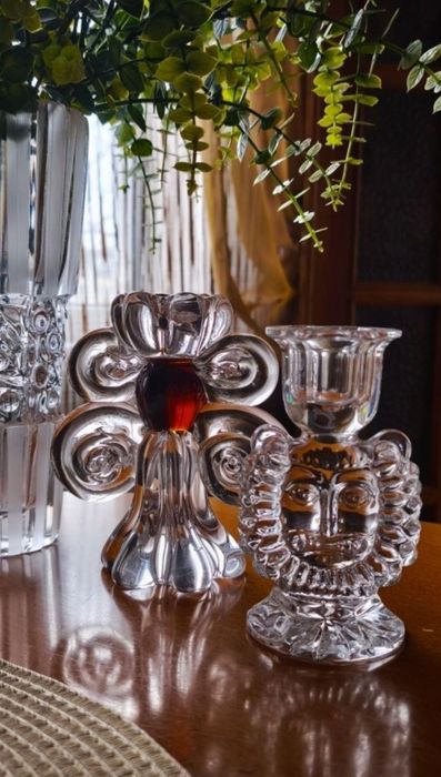 Подсвечник підсвічник хрусталь кришталь цветное старинное стекло декор