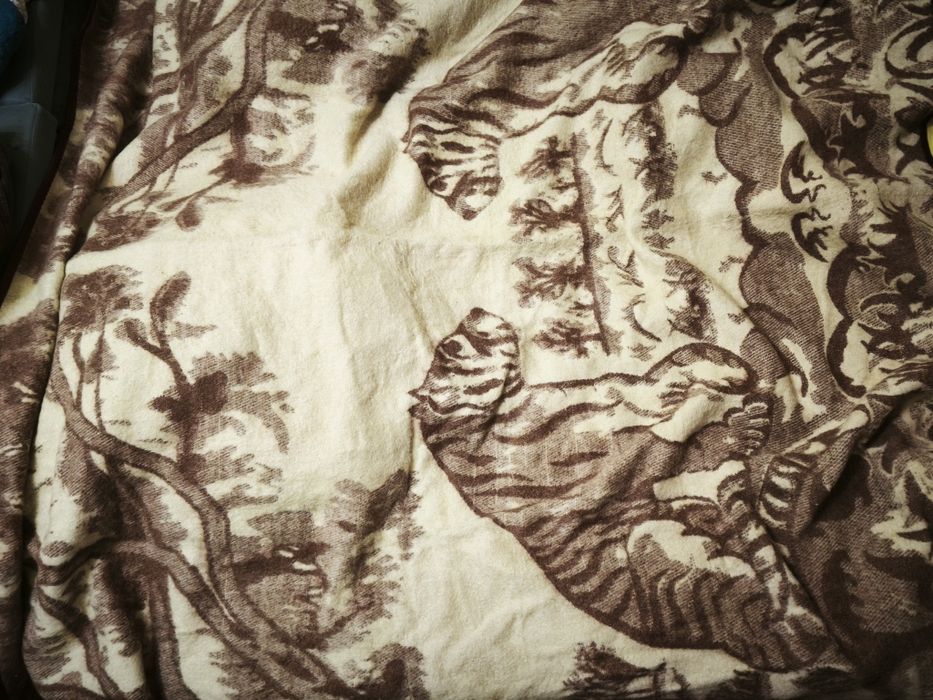 Одеяло из шерсти верблюда ковдра покрывало коричневое с тиграми