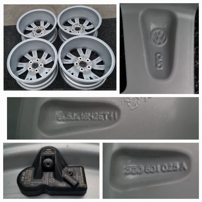 Felgi Alu 16" VW Passat B8 B7 B6 T-Roc Golf Touran Caddy 5x112 Orygina