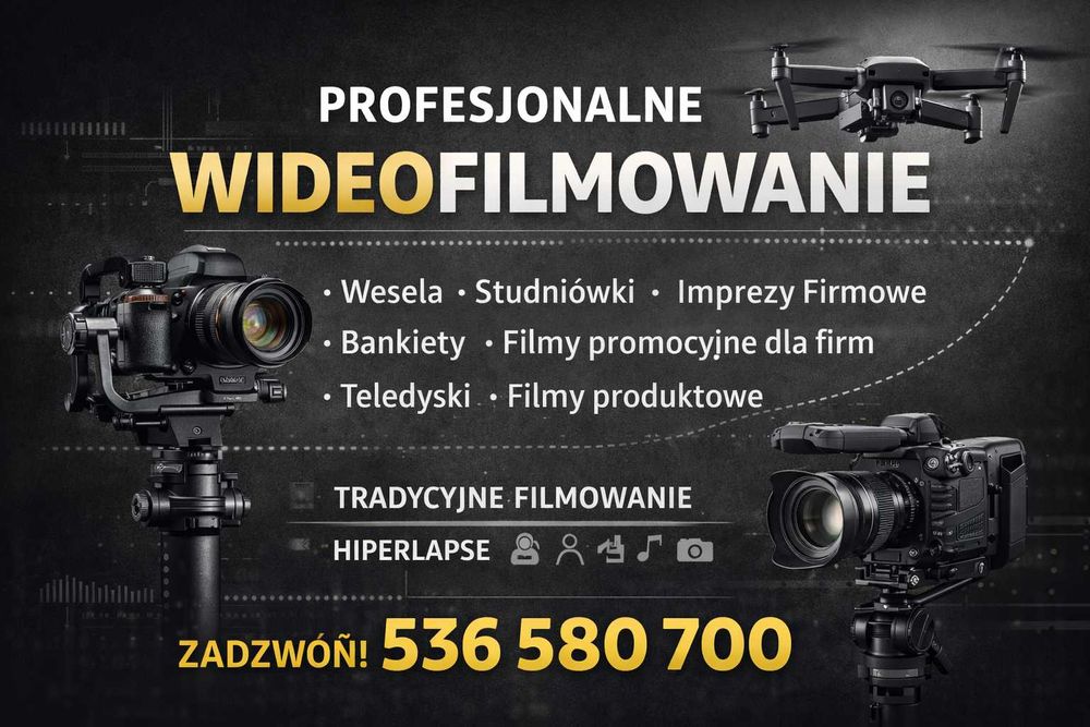Wideofilmowanie, śluby, eventy, firmy, produktowe, imprezy masowe