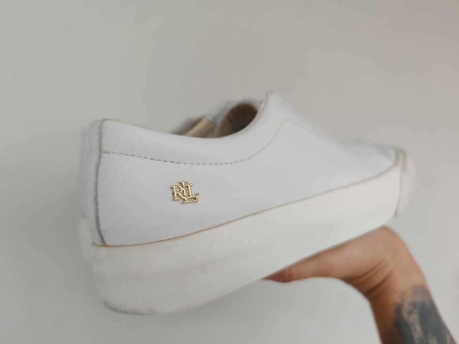 Damskie buty Ralph Lauren sneakersy na lekkiej platformie białe