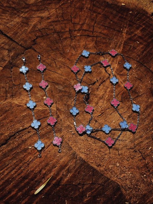 Комплект ван кліф van cleef клевер колье браслети