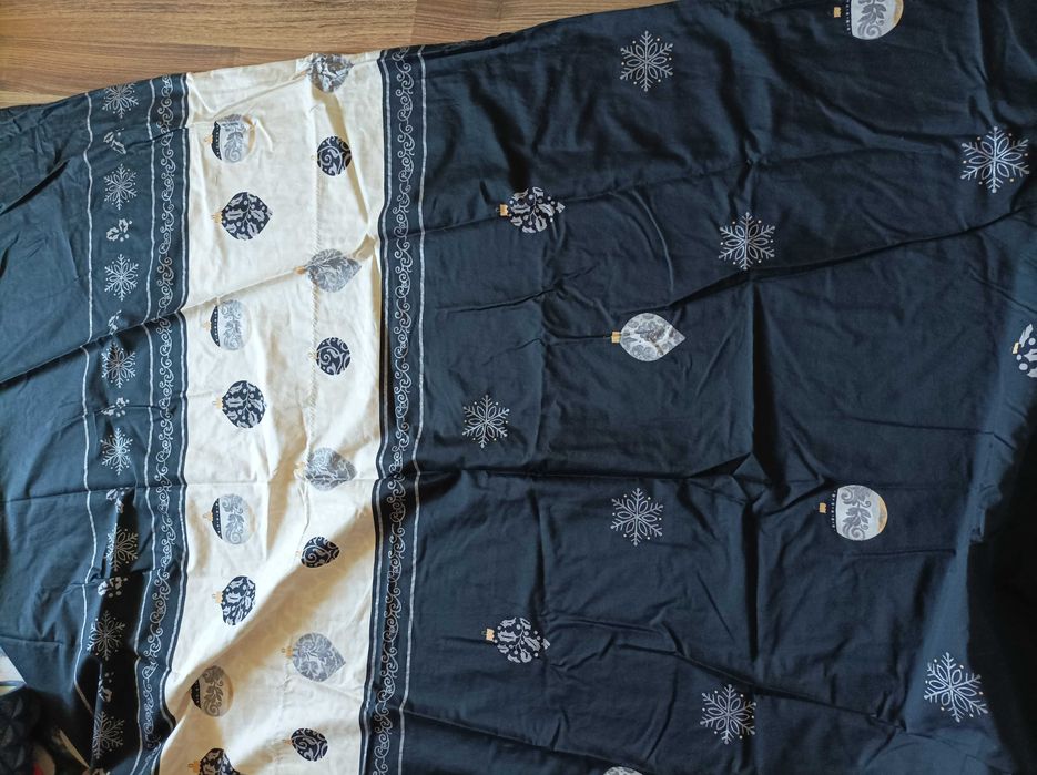 Pościel świąteczna czarno-beżowa-złota