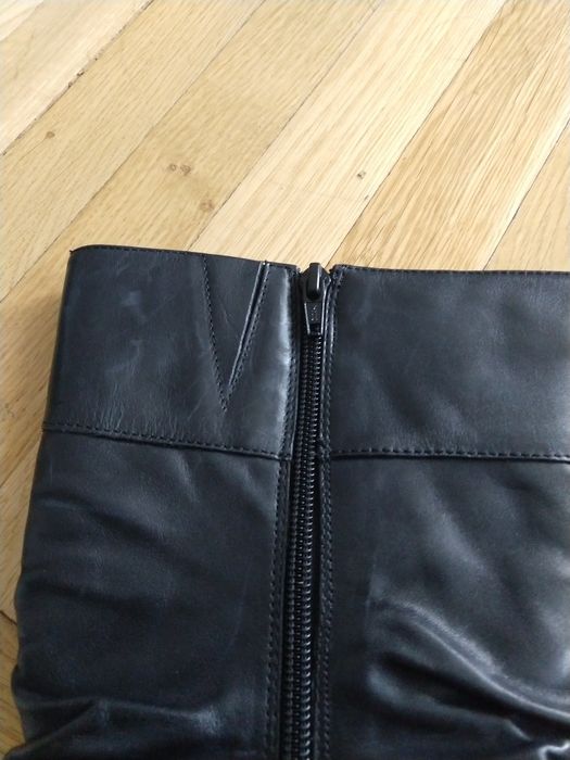 Kozaki damskie skórzane czarne na obcasie  Jane Debste