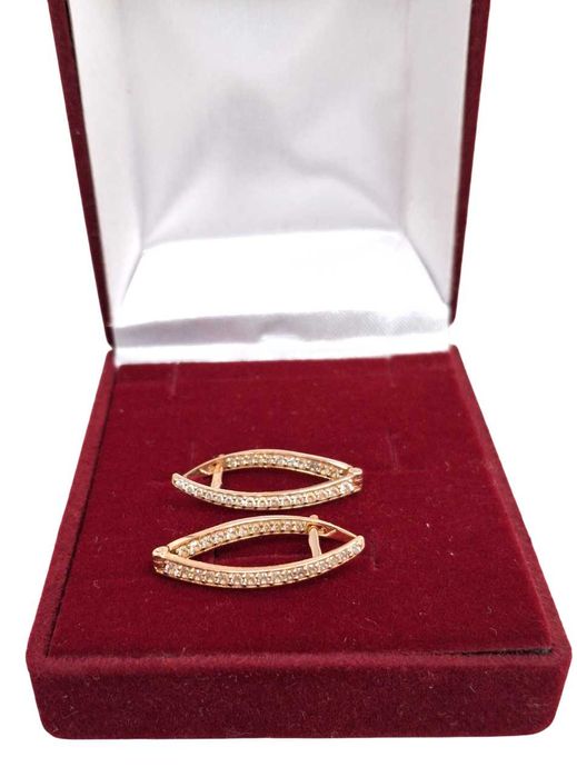 Złote kolczyki z cyrkoniami zapięcie lira pr:585 w:3,24g dł:2,5cm