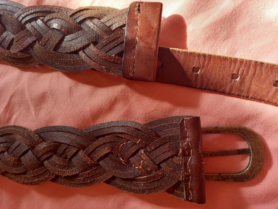Ремінь шкіряний плетений
