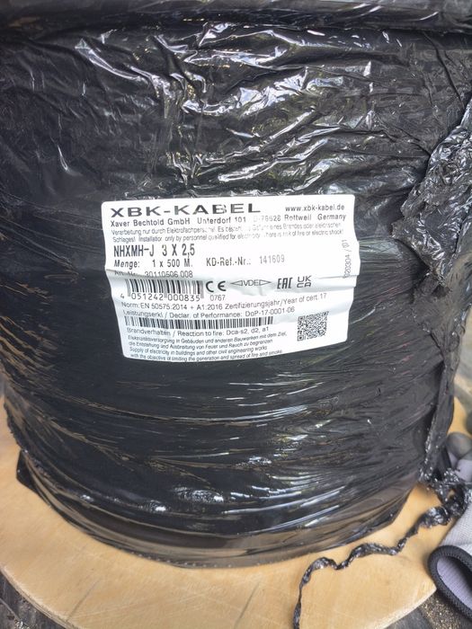 Kabel 3x2.5 biały drut
