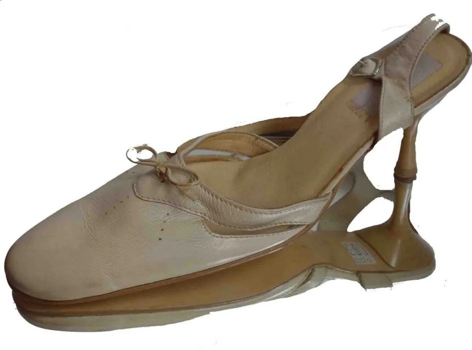 SKORZANE sandały szpilka na chudą stopę 38