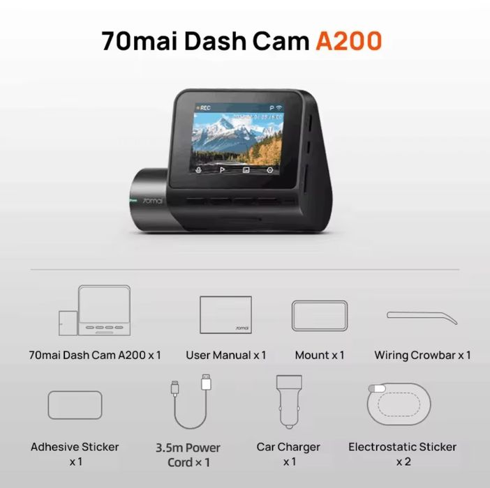 Автомобільний відеореєстратор Xiaomi 70mai Dash Cam A200 + задня камера