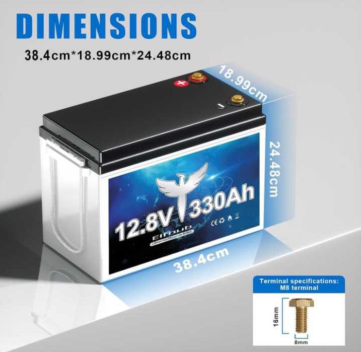 АКБ ELFHUB Lifepo4 330A 12V 200A BMS 15000+ Циклів 4.2кВт Bluetooth