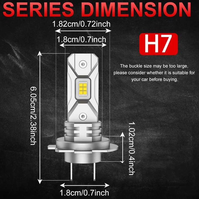 H7 Canbus2 Peças Lâmpada LED Turbo 5570 CSP  Super Brilhante  12V Branco 6000K