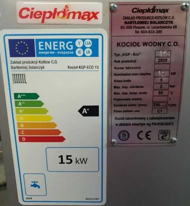 Kocioł 15kW 130m2 z podajnikiem na ekogroszek kotły piec 5klasa KG-ECO