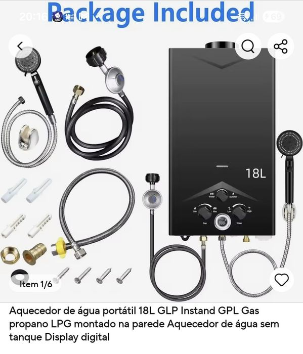 Esquentador a gás propano 18L