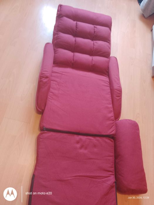 Fotel rozkładany Czerwony Sofa Podłogowa Krzesło Poduszka