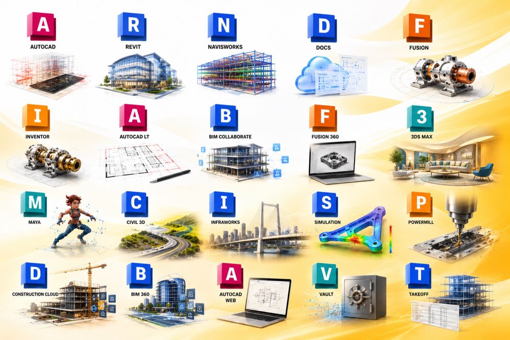 Autodesk 2026 PL wszystkie aplikacje pełna subskrypcja 3 lata AutoCAD Revit Inventor Civil 3D Fusion 3ds Max Maya Navisworks CAD BIM 3D projekty
