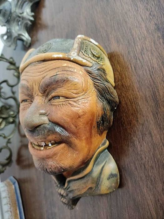 Escultura 1970 de rosto chinês gesso Bossons Inglaterra
