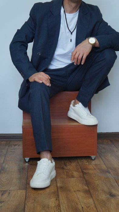 Garnitur Dwurzędowy Reserved Rozmiar M (XL) Kolor Granatowy