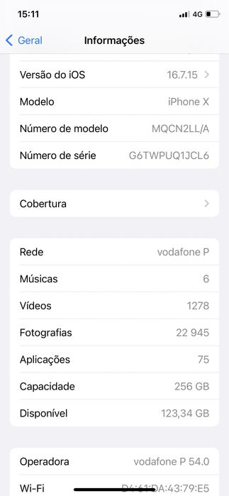 Iphone X com 256 MB