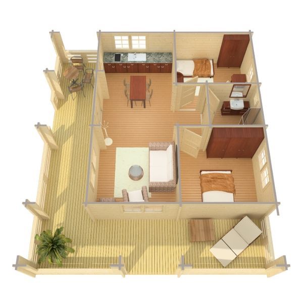 DOM/DOMEK drewniany parterowy 50m2 z tarasem DL 20