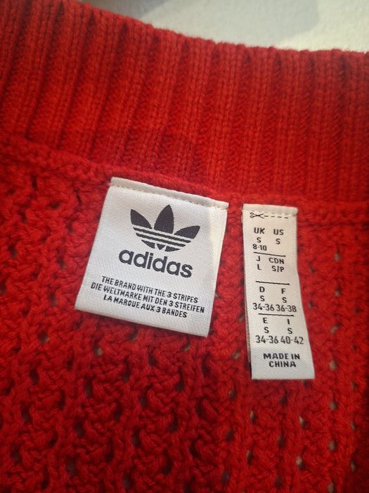 Adidas kamizelka sweter bezrękawnik czerwony z logo r.S-L