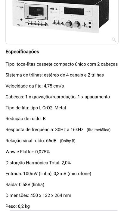 Gravador Deck cassetes Lowe SC 200
