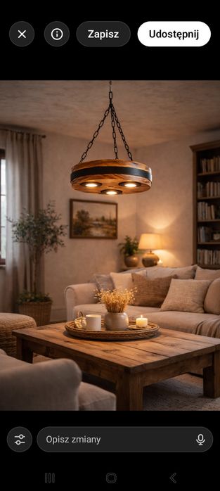 Lampa drewniana okrągła