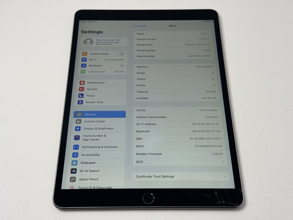 iPad Pro 10.5 (A1709) - 256GB - Cellular - zbity - faktura VAT 23%