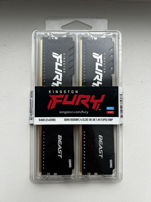 Kingston DDR5 64GB (2x32GB) 6000Mhz FURY Beast Black