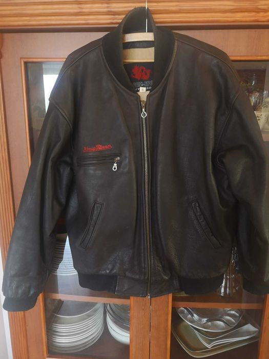 męska kurtka skórzana typu bomber