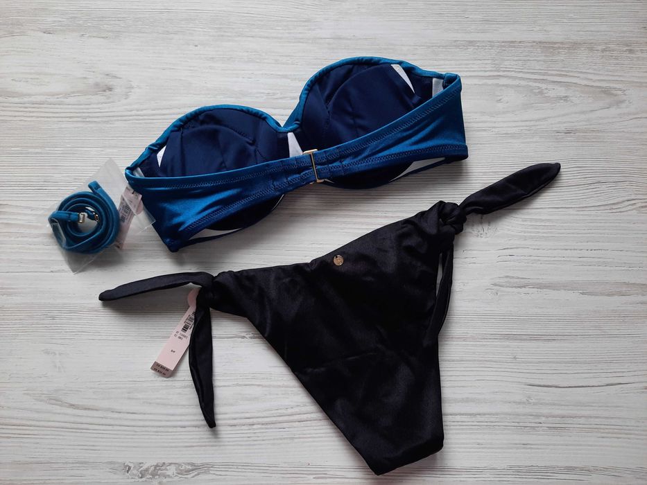 Купальник бандо Victoria's secret оригинал пуш-ап черный зеленый синий