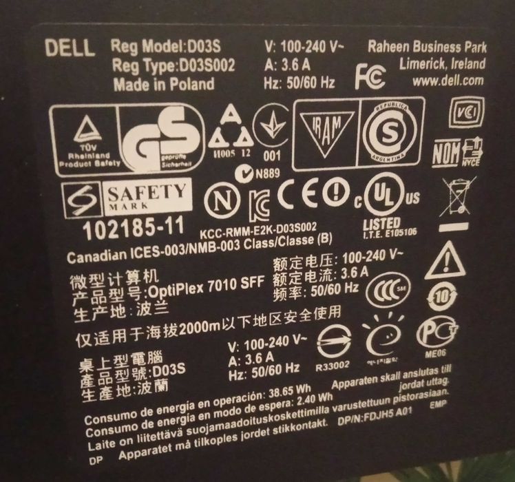 DELL Optiplex 7010 SFF -  i3 -3240 - RAM 8GB - HDD 1TB - mały mini PC