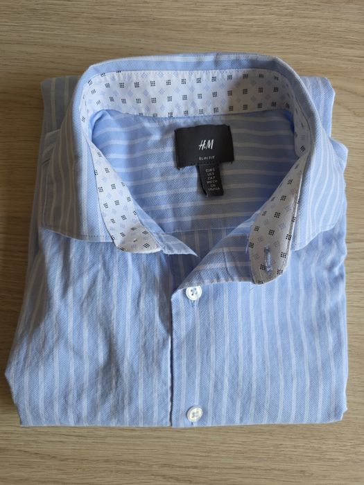 Koszula Premium H&M Slim Fit Niebieska w paski