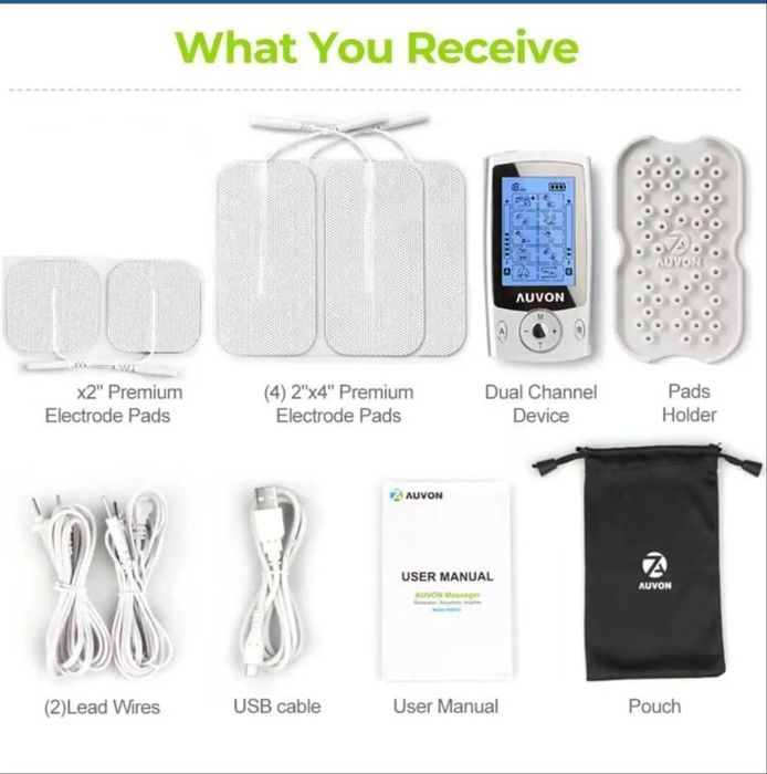 Двоканальний м'язовий стимулятор AUVON TENS Unit з 20 режимами, Amazon, Німеччина