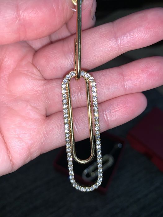 Длинные серьги скрепки в стразах