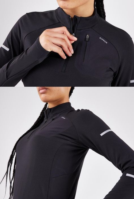 Bluza do biegania kiprun Warm czarna M 38