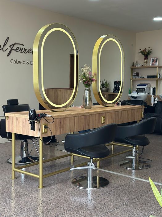 Bancadas cadeiras cabeleireiro barbeiro