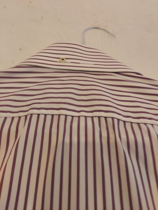 Camisa feminina Sacoor riscas lilás e branca, tamanho 38, nova