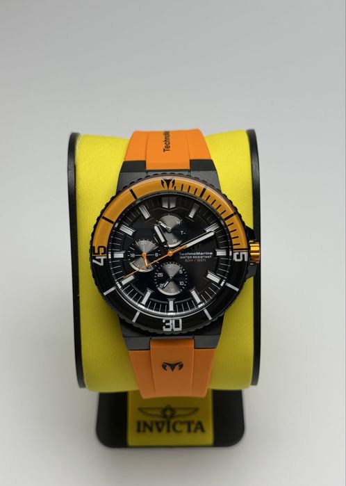 Invicta 525033, годинник інвікта техно маріне, яскравий чоловічий годинник, помаранчевий годинник