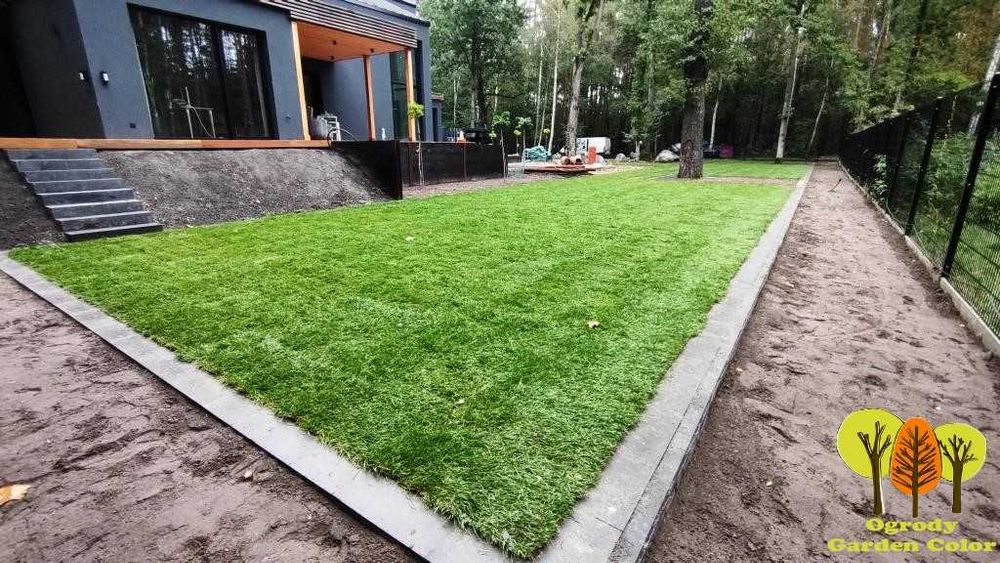 Zakładanie ogrodów Mini-ładowarka Trawa z rolki Nawadnianie Drenaż