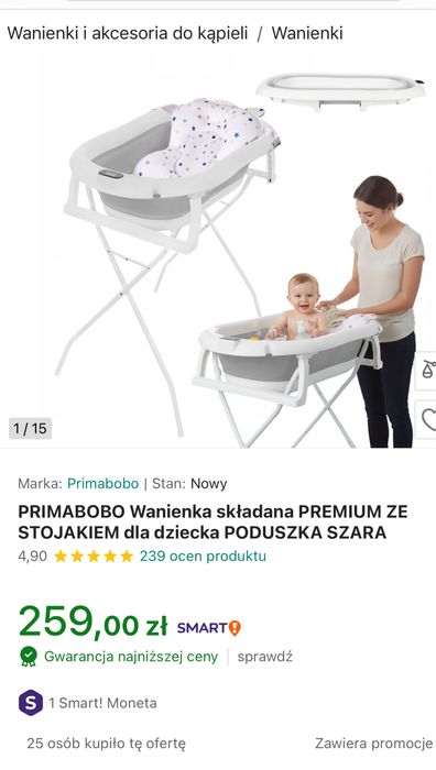 NOWA Primabobo wanienka składana ze stojakiem  i poduszka