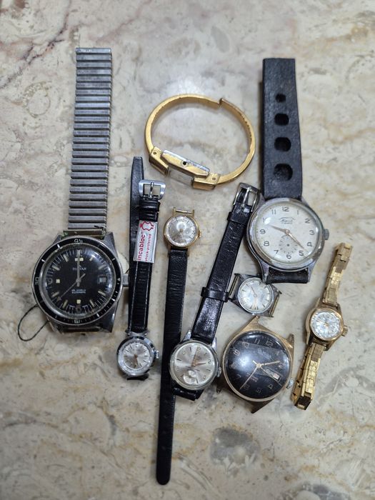Conjunto 9 relogios peças/restauro: Cauny, Silgar, Olmida, Sultana