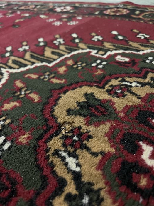 czerwony dywan z frędzlami chodnik dywanowy z orientalnym wzorem 4x1 m