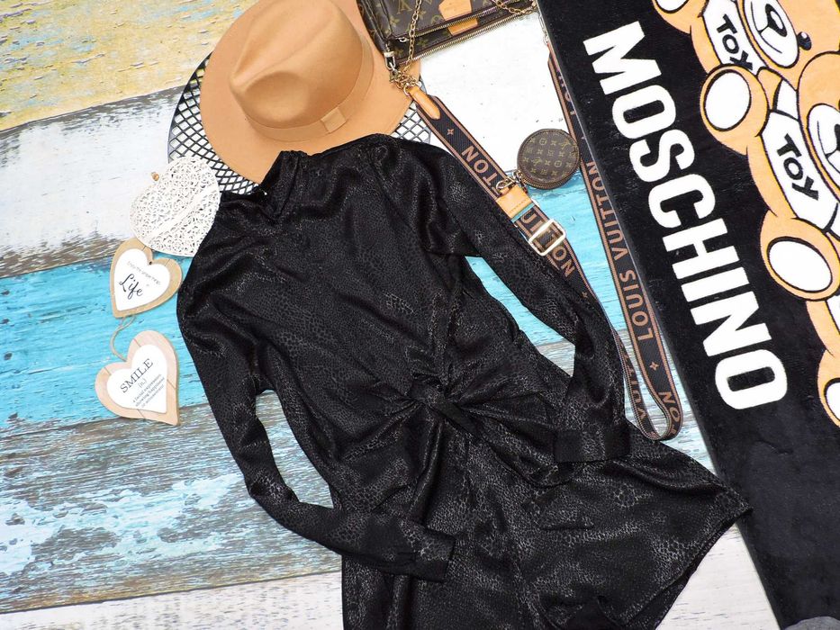 Topshop świetny kombinezon czarny wiązanie M