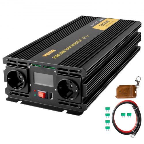 VEVOR przetwornica sinusoidalna 2500W 12V DC Z pilotem LCD