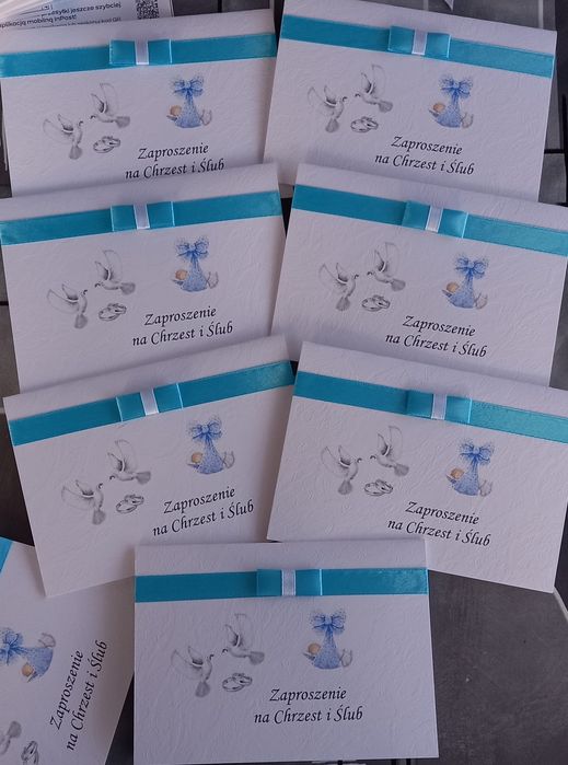 Zaproszenie 2 w 1 chrzest i ślub zaproszenia