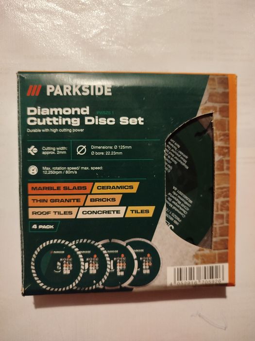 Tarcza diamentowa parkside 4 sztuki 125mm  do glazury betonu  dachówki