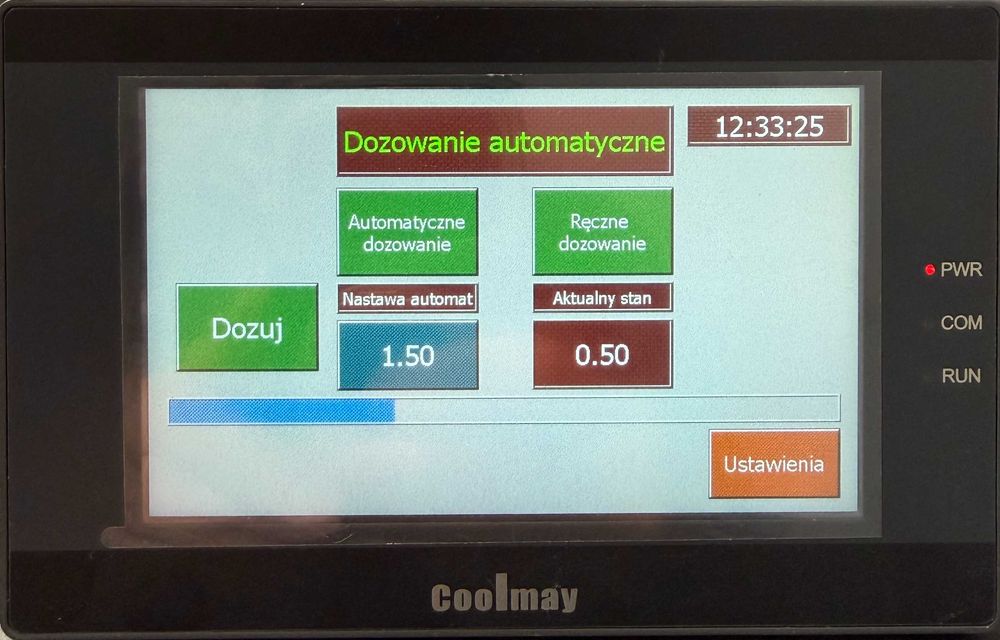 Automatyczny dozownik cieczy | Panel HMI + PLC