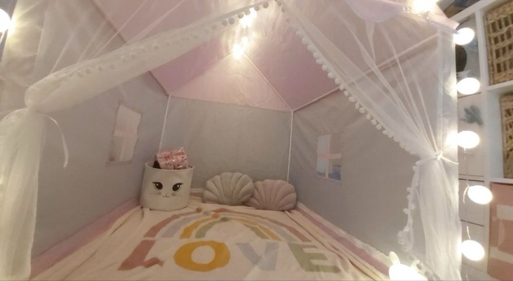 Namiot dla dzieci różowy domek tipi z lampkami led