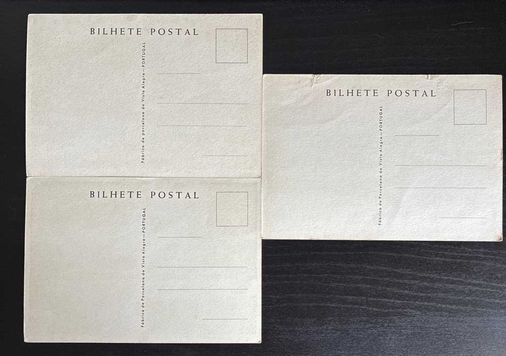Lote 3 Postais Antigos Fábrica de Porcelana Vista Alegre - Portugal / Moliceiro
