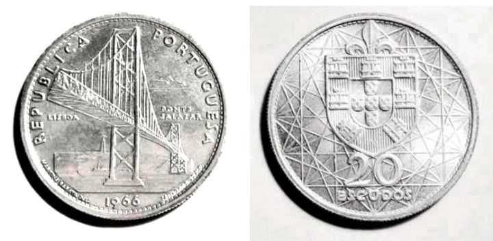 Moedas Portuguesas - 20$ escudos (Ponte Salazar)